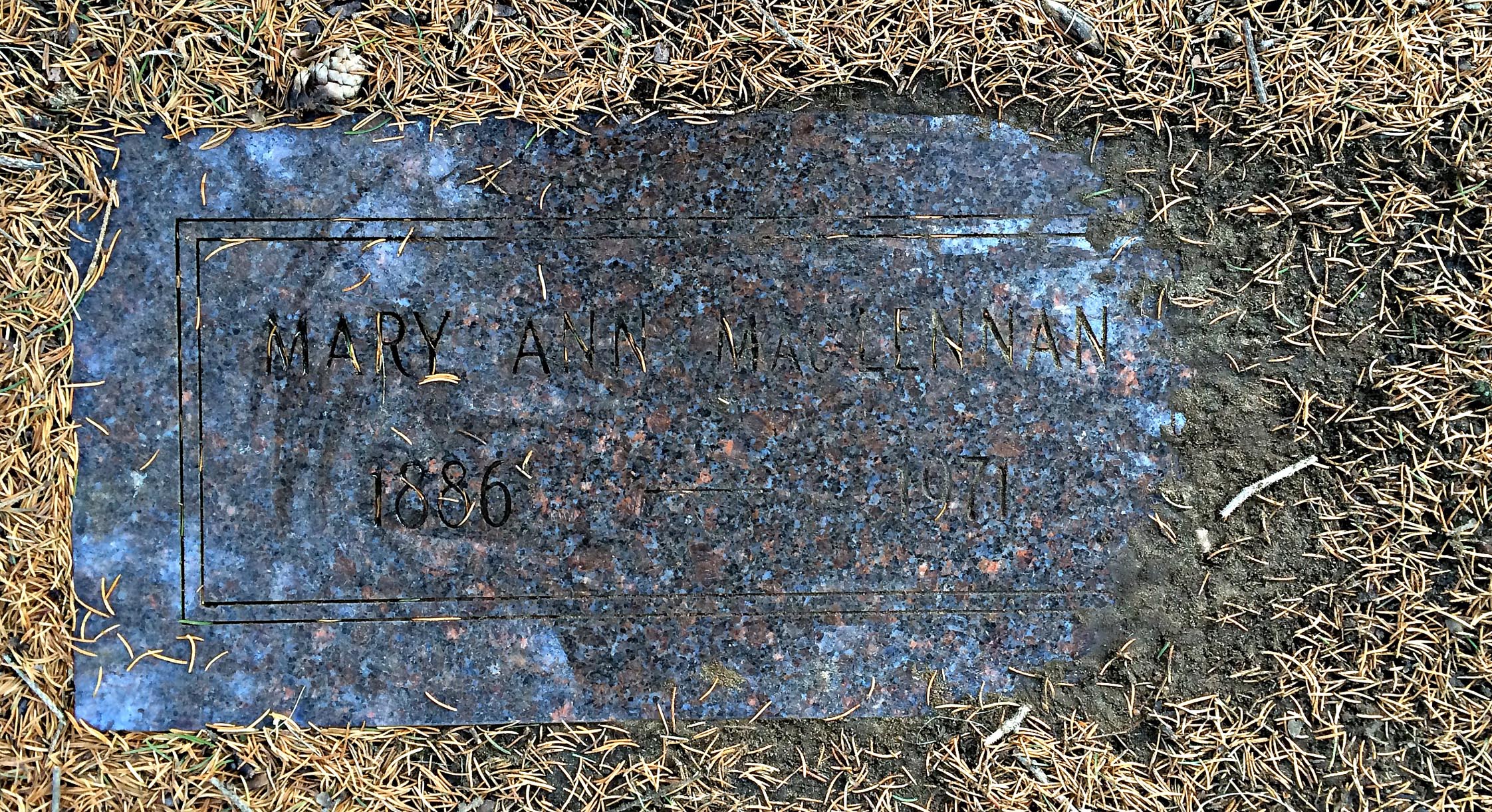 Photo of headstones/Mary Ann MacLennan died 1971 MI Royal Oak, Michigan